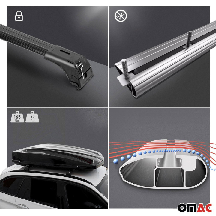 2013-2018 Hyundai Santa Fe Roof Rack Cross Bars Silver