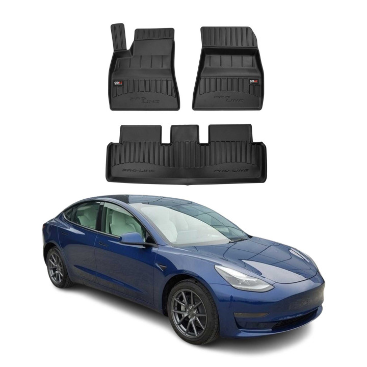 2017-2024 Tesla Model 3 Premium Floor Mats Liners Full Set All-Weather Heavy Duty
