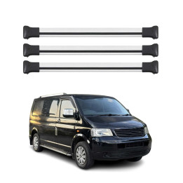 2010-2015 VW T5 Transporter Roof Rack Cross Bars 3-Piece Silver