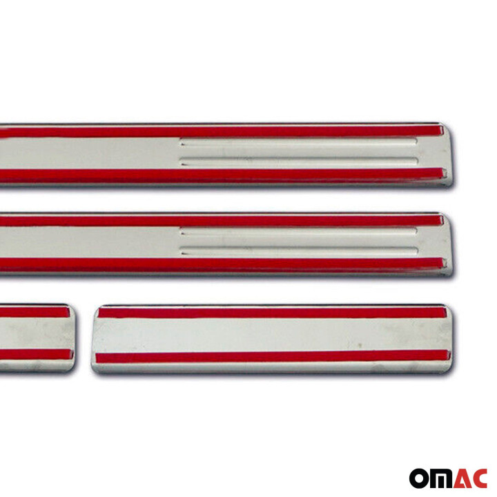 Chrome Door Sill Plate Cover Trim Exclusive Embossed 18.5" x 1.77" 4-Piece