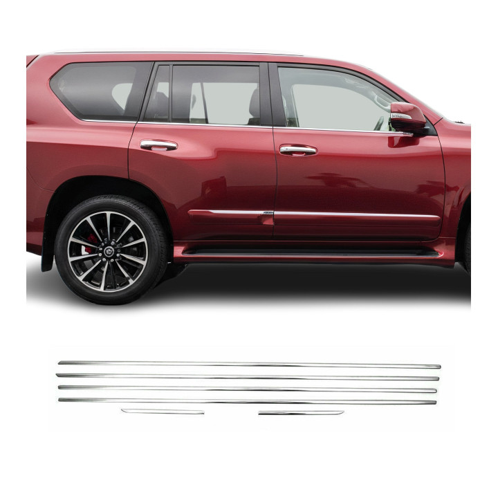 2010-2013 Lexus GX 460 Window Molding Trim Streamer Stainless Steel Silver 6-Piece