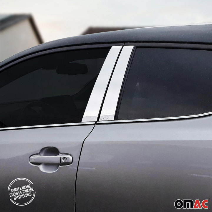 2007-2014 Cadillac Escalade Window B Pillar Posts Door Trim Steel Silver 4x