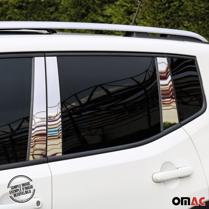2008-2015 Land Rover LR2 Window B Pillar Posts Door Trim Stainless Steel Silver 6x