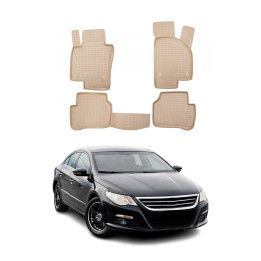 2009-2017 VW CC Floor Mats Liner Beige TPE All-Weather 4-Piece