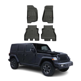 2018-2022 Jeep Wrangler Premium Floor Mats Liners Full Set All-Weather Heavy Duty
