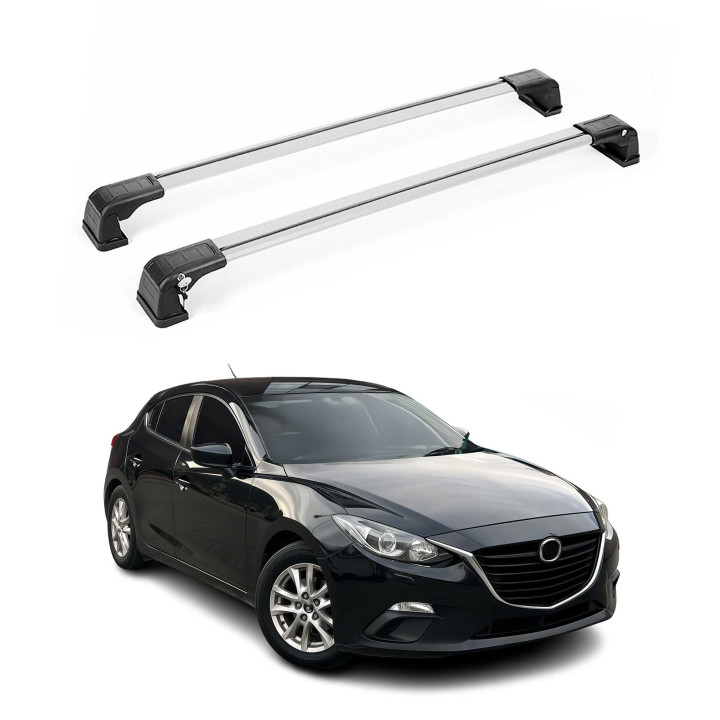 2014-2018 Mazda 3 HB Sedan Roof Rack Cross Bars Silver