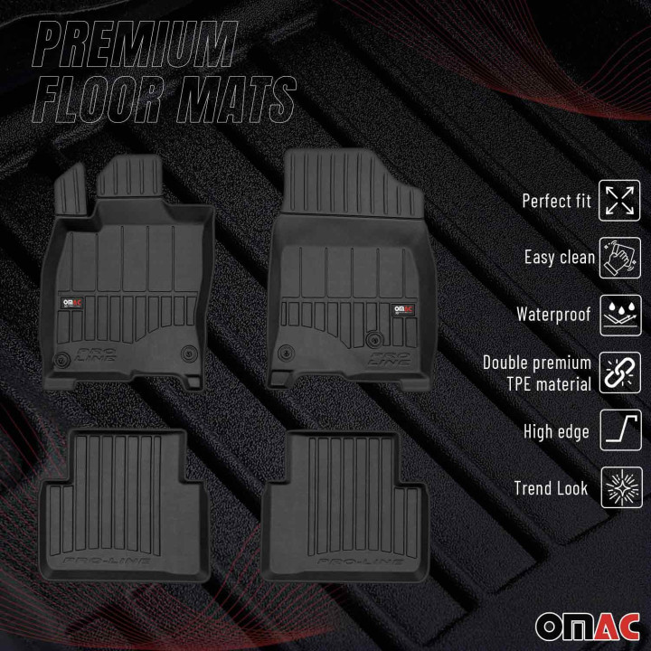 2016-2021 Honda Civic Hatchback Premium Floor Mats Liners Full Set All-Weather Heavy Duty