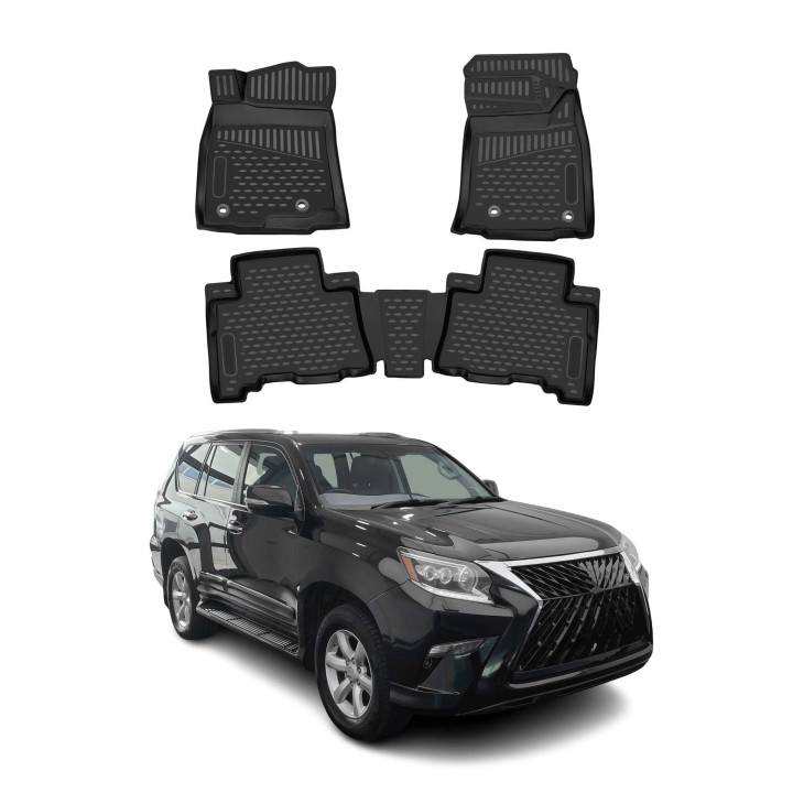 2014-2023 Lexus GX J150 Floor Mats Liners Full Set All-Weather Black