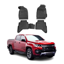 2015-2022 Chevrolet Colorado 2nd Gen 4x2 Crew Cab Floor Mats Liners Full Set All-Weather TPE Black 4-Piece