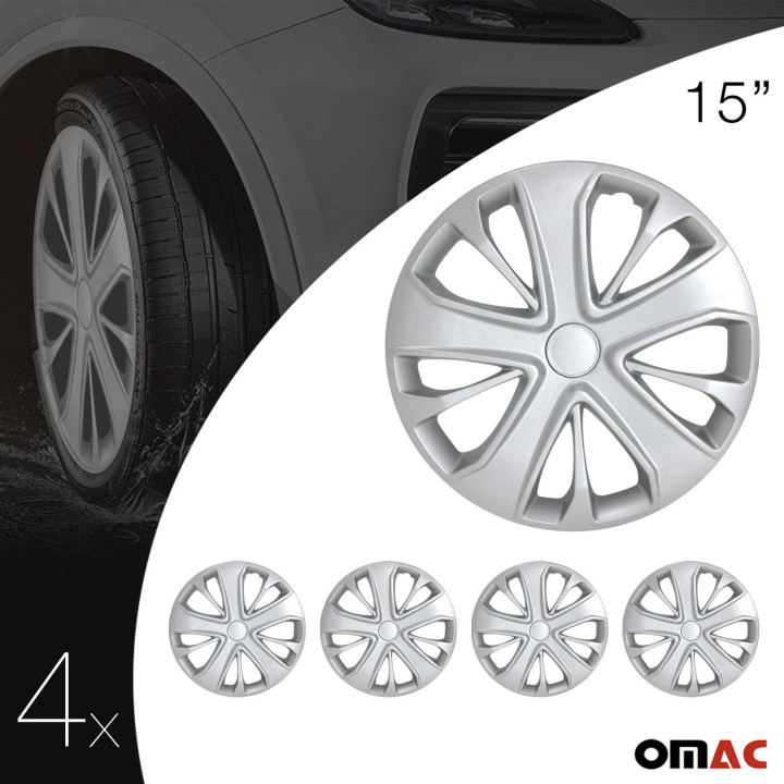 Hawaii Hub Caps Wheel Cover 15" Silver Full Set 4-Piece.