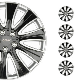 Pisa Hub Caps Wheel Cover 14" Black & Silver Full Set 4-Piece.