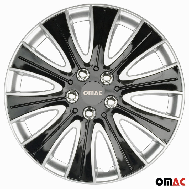 Pisa Hub Caps Wheel Cover 14" Black & Silver Full Set 4-Piece.