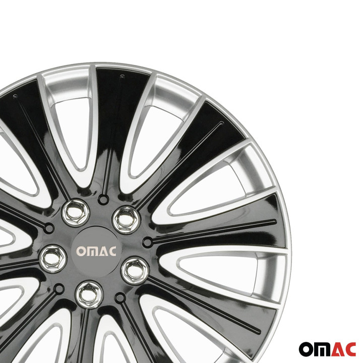 Pisa Hub Caps Wheel Cover 14" Black & Silver Full Set 4-Piece.