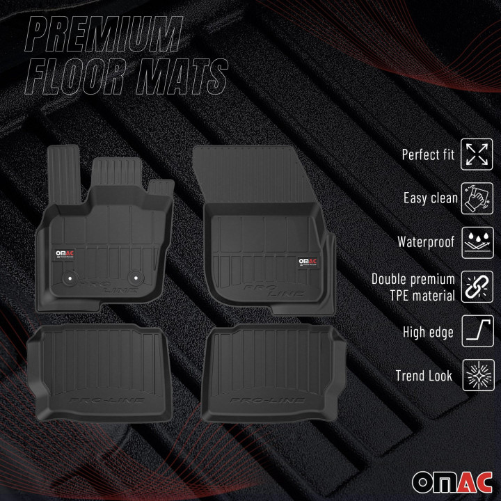 2013-2020 Ford Fusion Sedan Premium Floor Mats Liners Full Set All-Weather Heavy Duty
