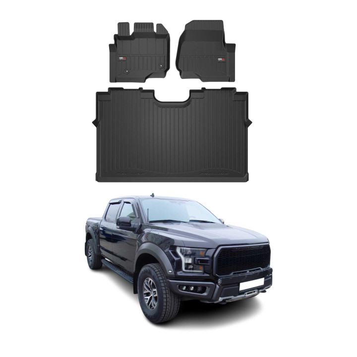 2015-2026 Ford F-150 Lightning /F-150 Raptor /F-150 Super Crew Premium Floor Mats Liners Full Set All-Weather Heavy Duty