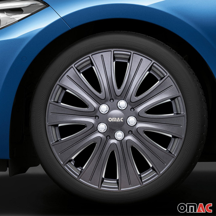 Pisa Hub Caps Wheel Cover 15" Gun Metal Grey Full Set 4-Piece.
