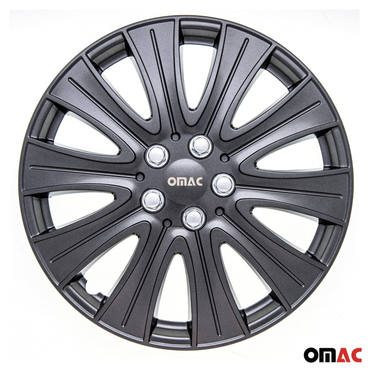 Pisa Hub Caps Wheel Cover 15" Gun Metal Grey Full Set 4-Piece.