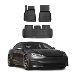 2021-2024 Tesla S Premium Floor Mats Liners Full Set All-Weather Heavy Duty Black