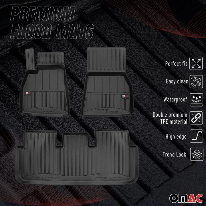 2021-2024 Tesla S Premium Floor Mats Liners Full Set All-Weather Heavy Duty Black