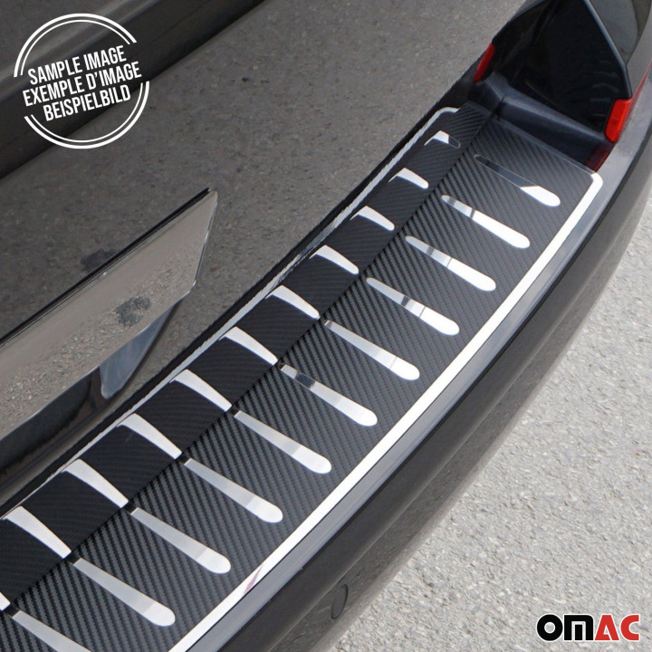 2024 Fiat 500e HB Cabrio Rear Bumper Sill Cover Carbon Foiled Stainless Steel Black 1x