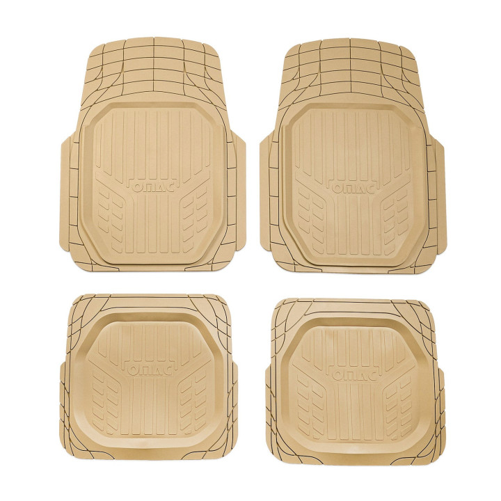 Heavy Duty Trim to fit Floor Mats Liner Waterproof 3D All-Weather 4-Piece Tan