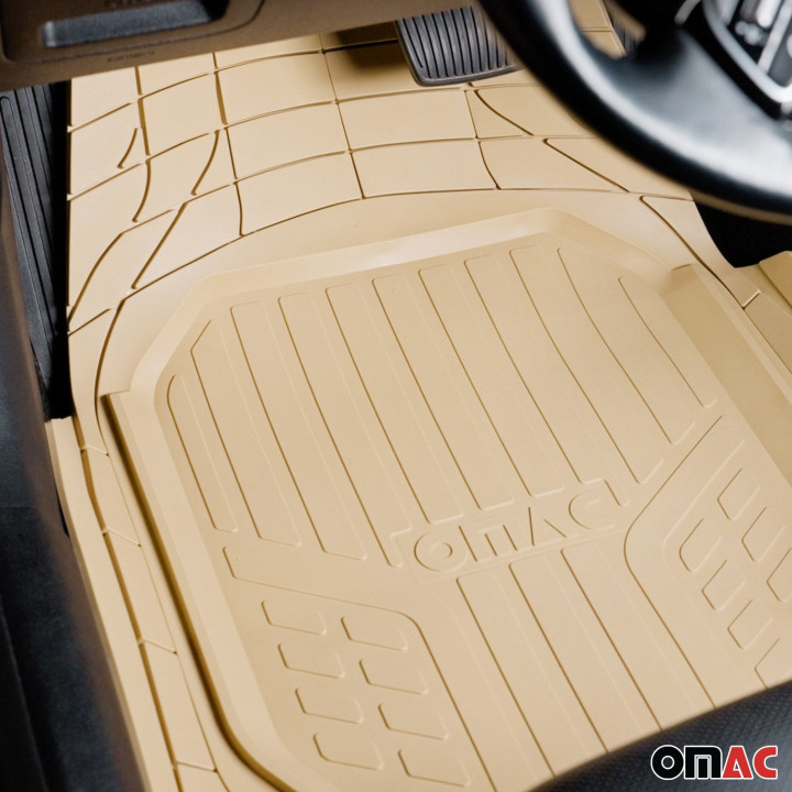 Heavy Duty Trim to fit Floor Mats Liner Waterproof 3D All-Weather 4-Piece Tan