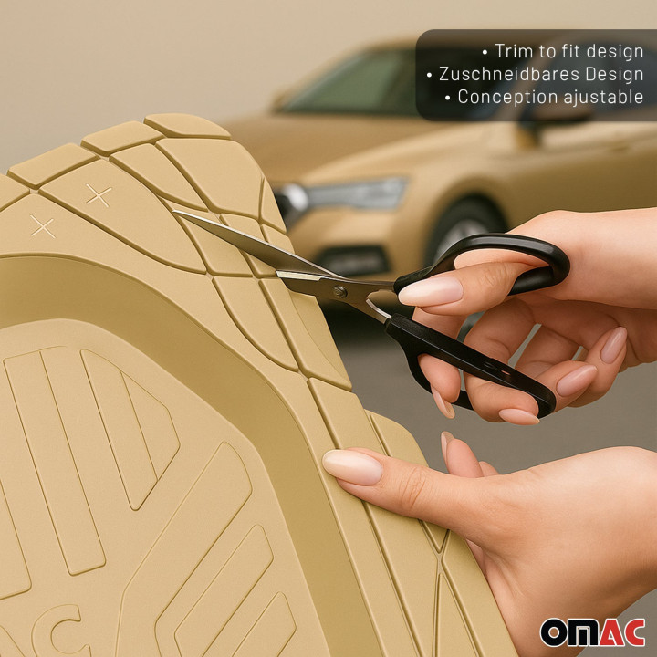 Heavy Duty Trim to fit Floor Mats Liner Waterproof 3D All-Weather 4-Piece Tan
