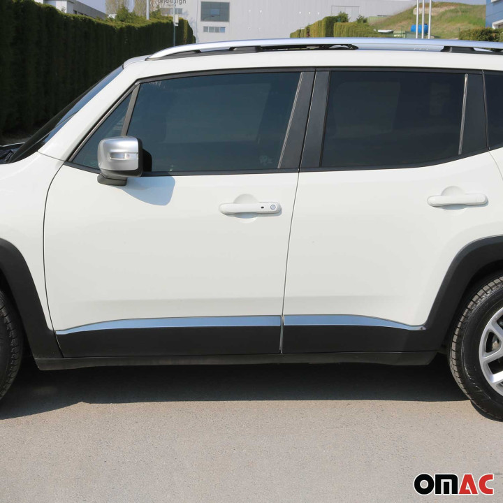 2015-2024 Jeep Renegade Side Door Molding Trim Skirt Garnish Steel Silver 4x
