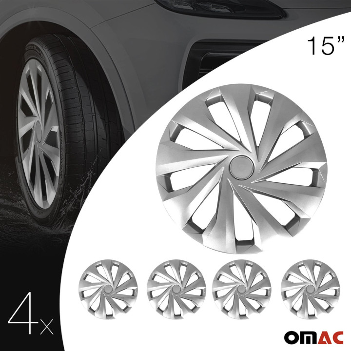 Carolina Hub Caps Wheel Cover 15" Silver Full Set 4-Piece.