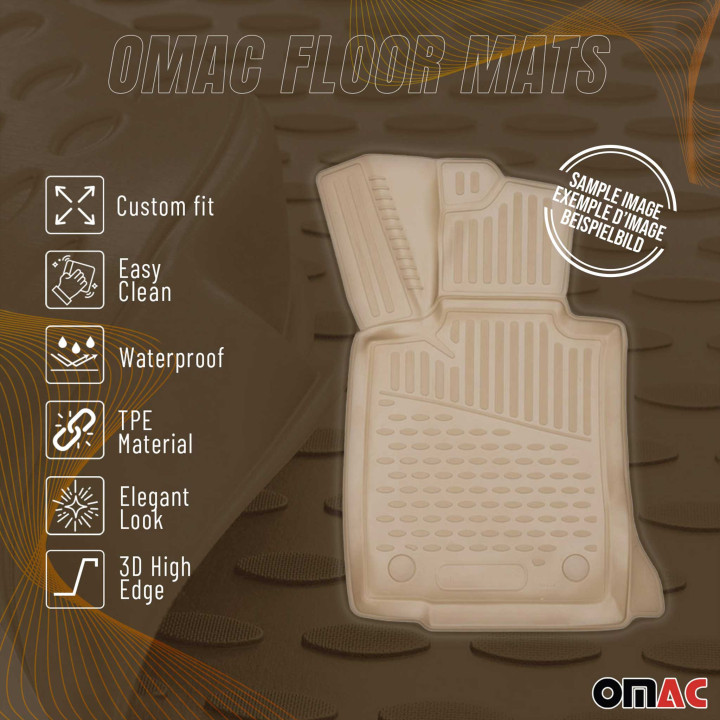 2009-2018 RAM 1500 Crew Cab Floor Mats Liners Full Set All-Weather Beige