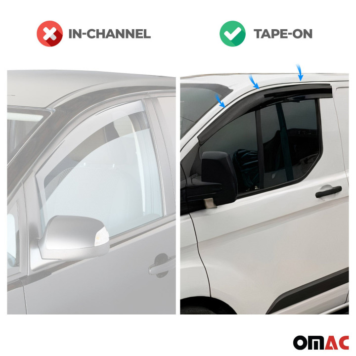 2010-2013 Ford Transit Connect Window Visor Vent Rain Deflector 2-Piece Smoke
