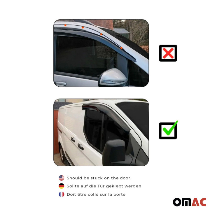 2010-2013 Ford Transit Connect Window Visor Vent Rain Deflector 2-Piece Smoke