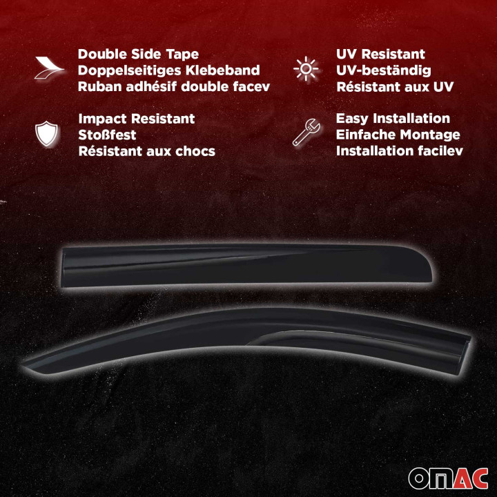 2010-2013 Ford Transit Connect Window Visor Vent Rain Deflector 2-Piece Smoke