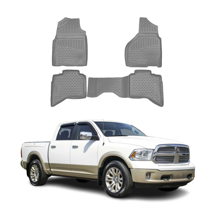 2012-2018 Dodge Ram Quad Cab Floor Mats Liners Full Set All-Weather Gray