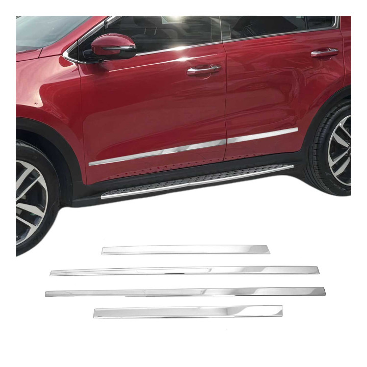 2017-2022 Kia Sportage Side Door Molding Trim Skirt Garnish Stainless Steel Silver 4-Piece